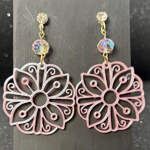 Pink and Blue Color Shift Floral Earrings